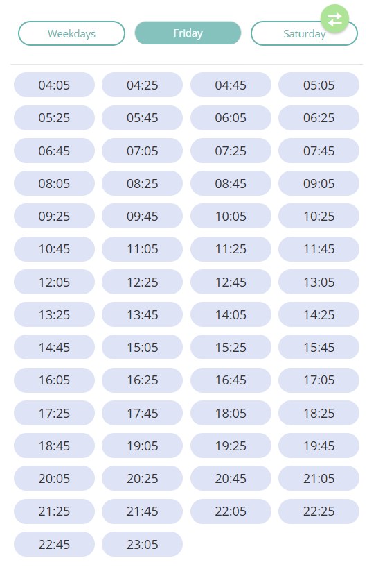 Bus L501 Friday Timetable