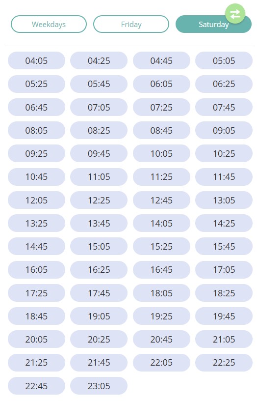 Bus L501 Saturday Timetable