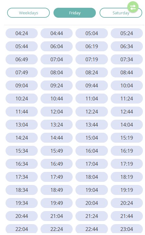 Bus M109 Friday Timetable
