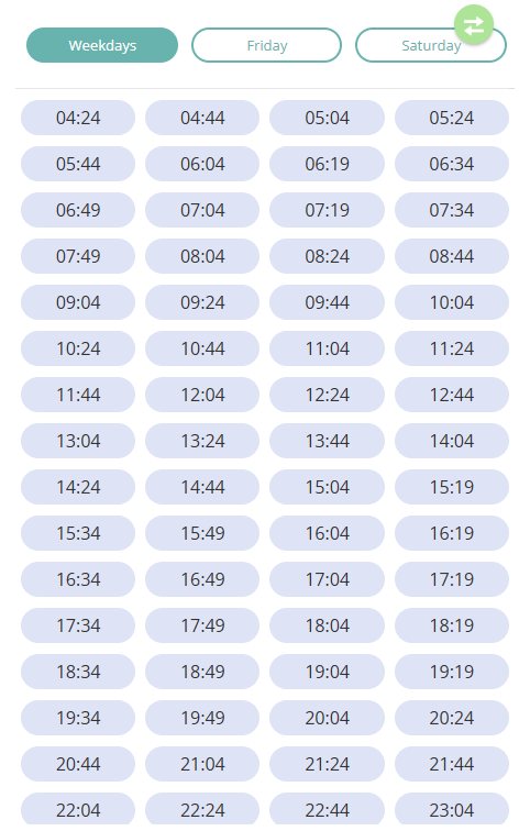 Bus M109 Weekday Timetable
