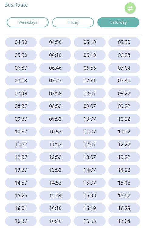 Bus M303 Saturday Timetable