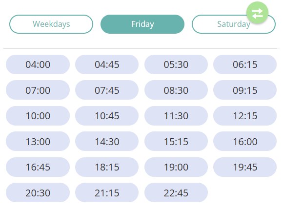 Bus R727 Friday Timetable