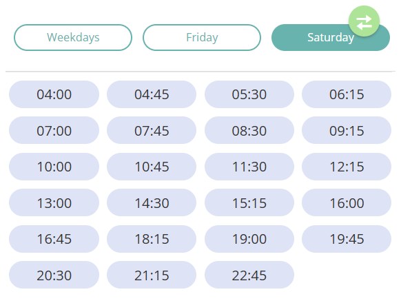 Bus R727 Saturday Timetable