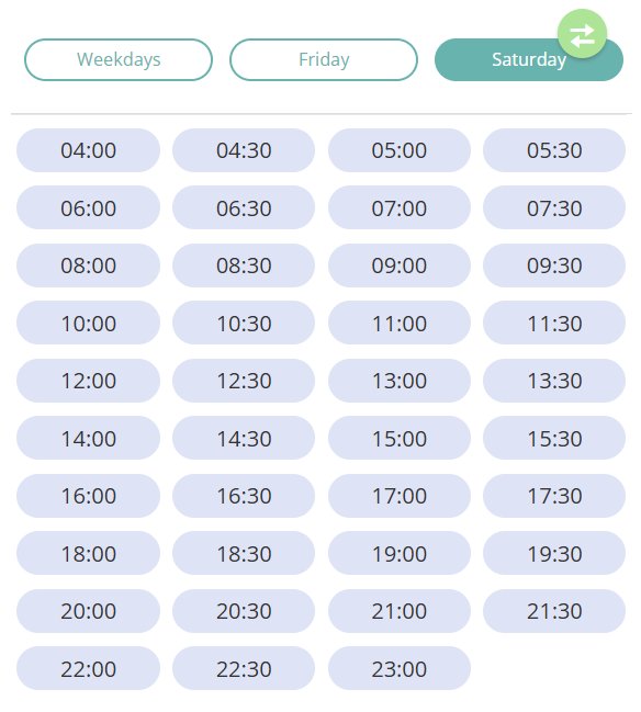 Bus T605 Saturday Timetable